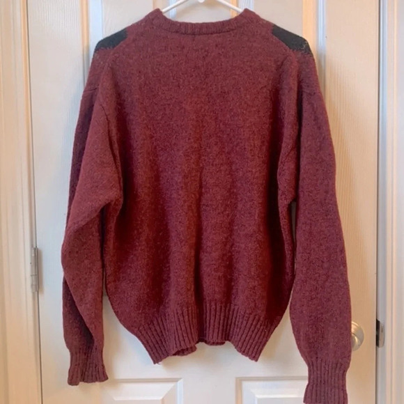 Vintage Nordic Knitted Wool argyle Crewneck Sweater Medium FLAW coastal grandma - Picture 7 of 9